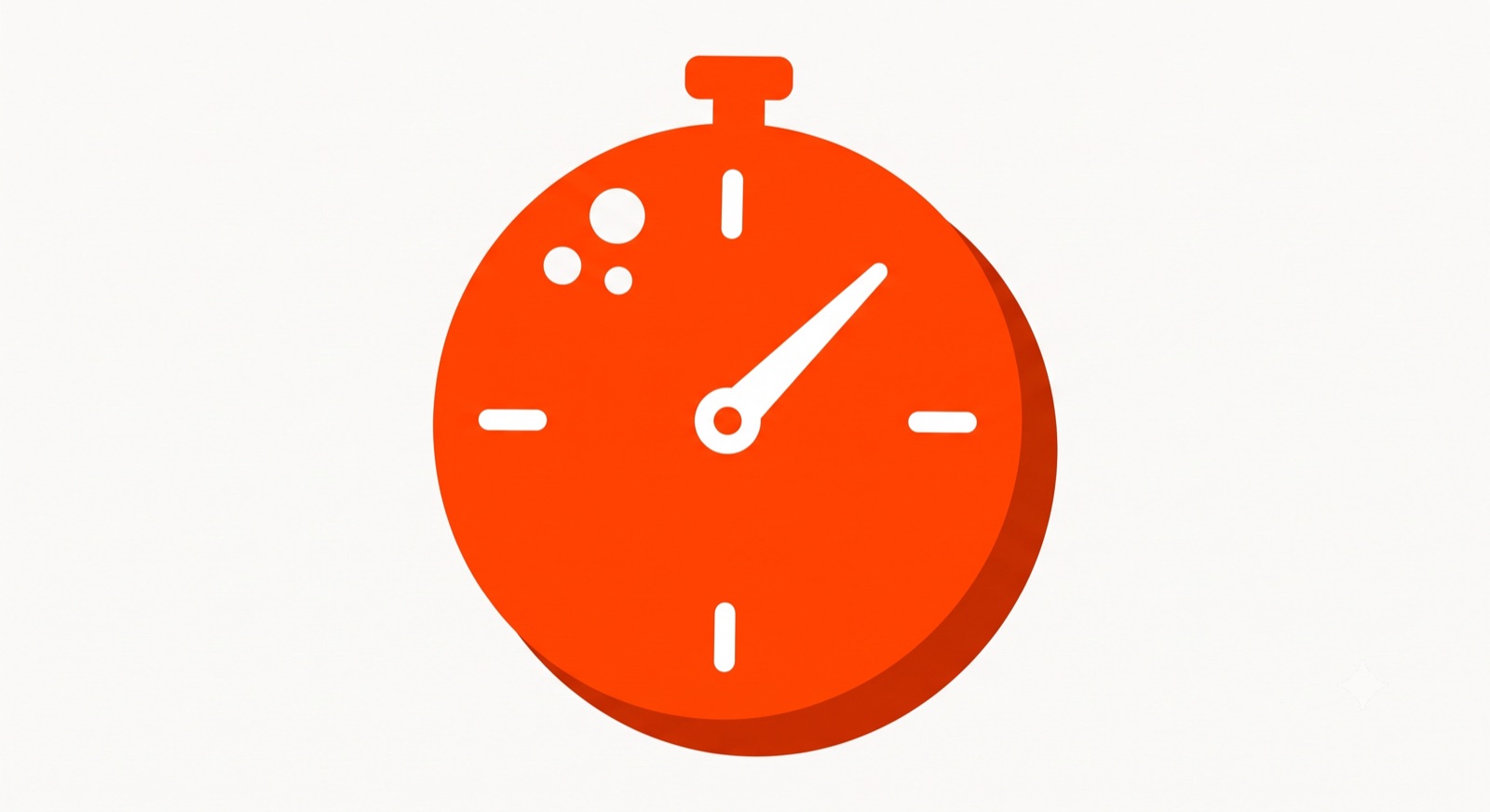 Flat illustration of a stopwatch on a cream background