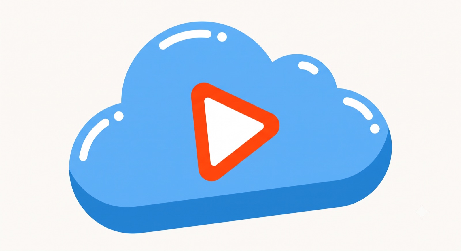 Flat illustration of a cloud with a play button