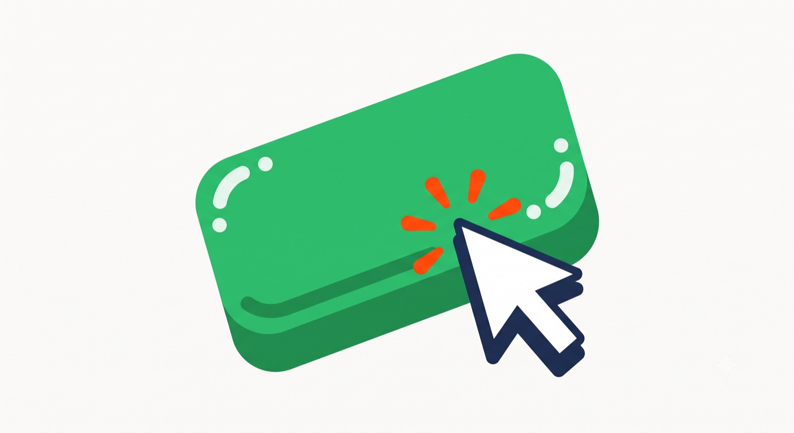 Flat illustration of a cursor clicking a video play button on a landing page