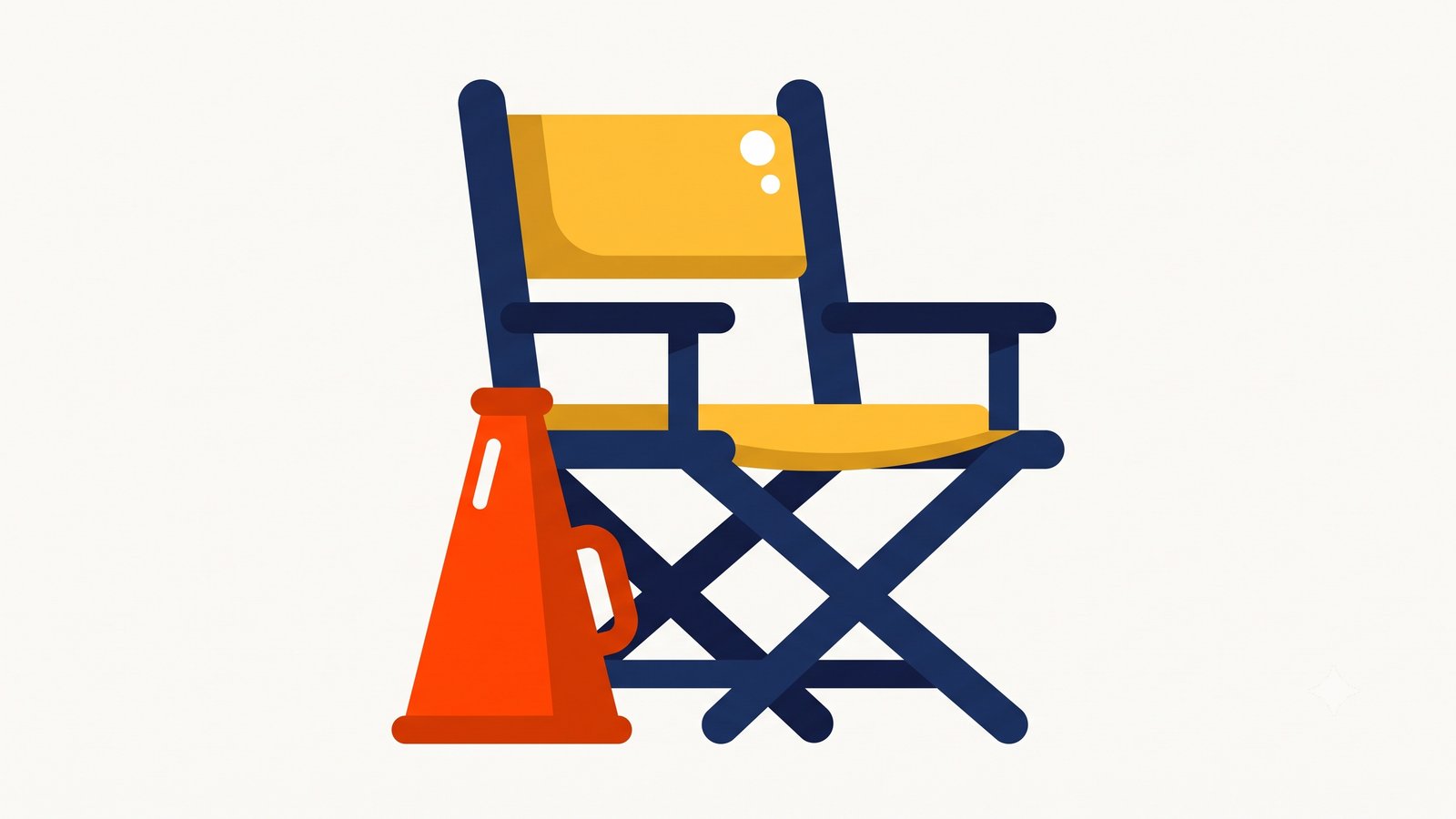 Flat illustration of a director's chair and megaphone