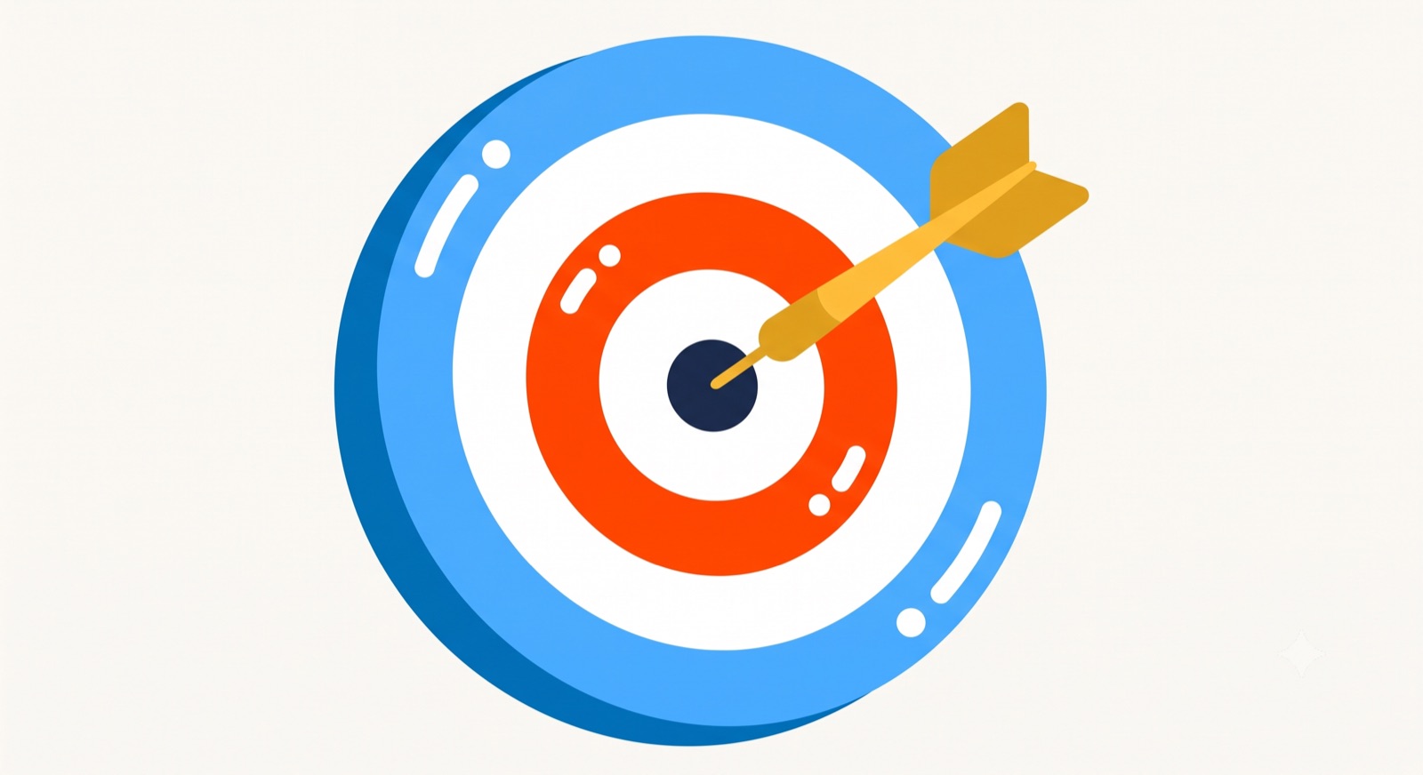 Flat illustration of a target with a dart in the center marking video attribution
