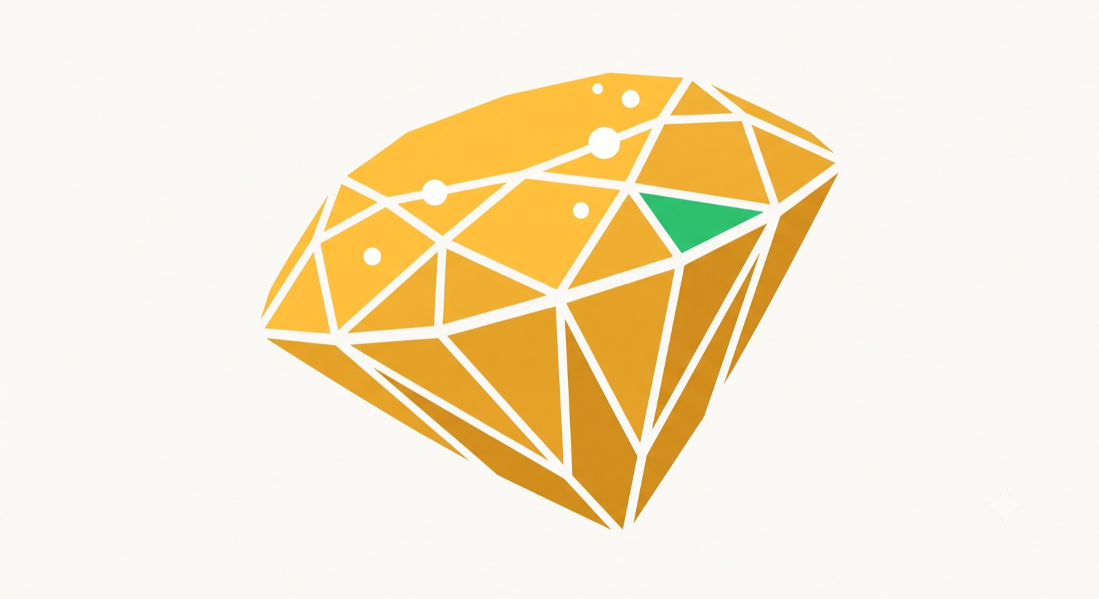 Flat illustration of a cut gem on a cream background