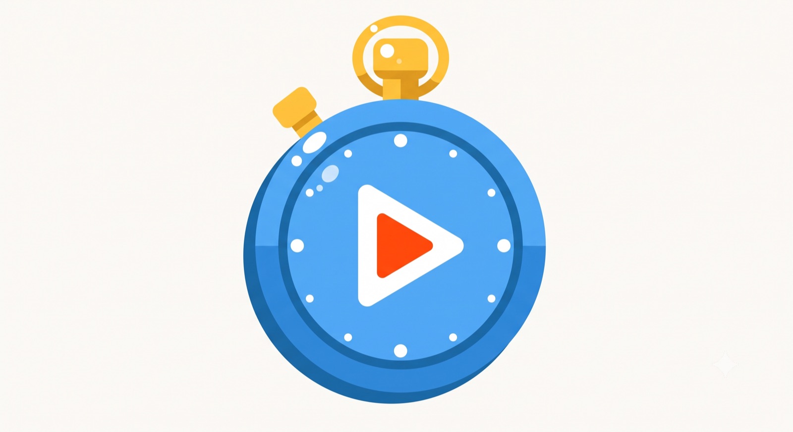 Flat illustration of a stopwatch with a play button