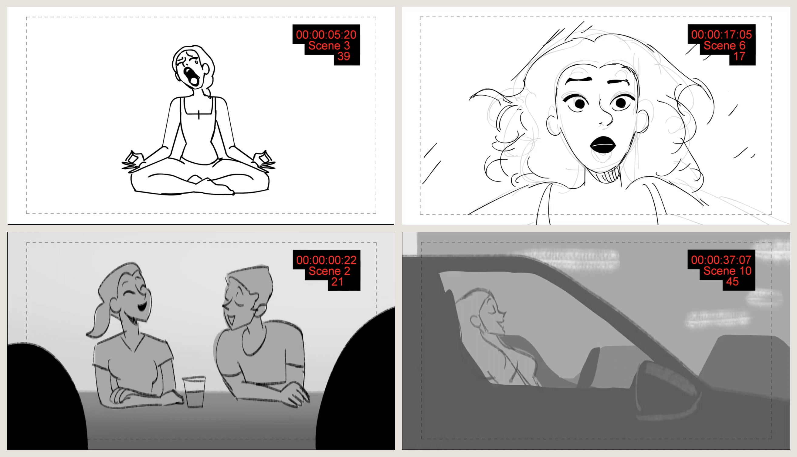 Storyboard frames from a Moonb project