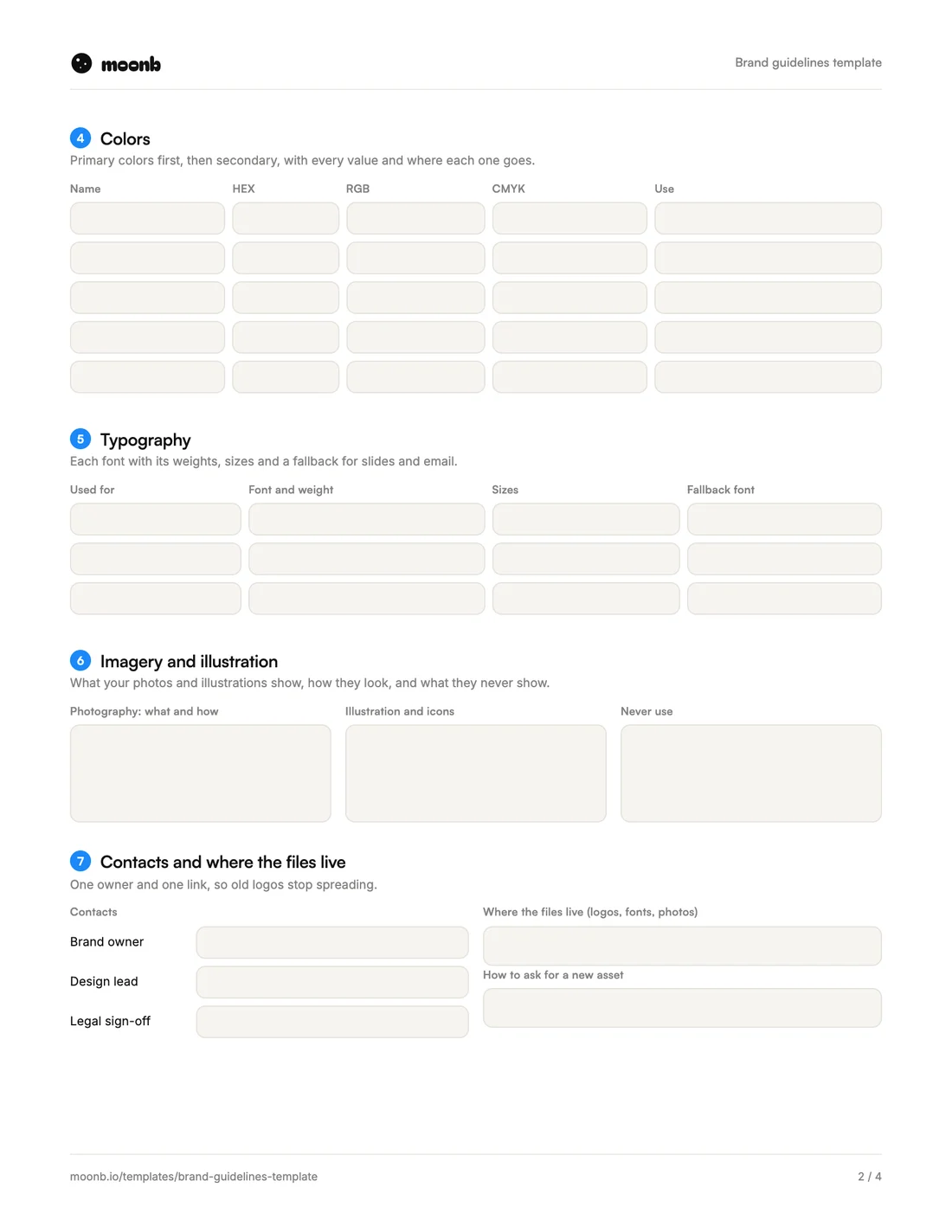 Brand guidelines template, page 2 of 4