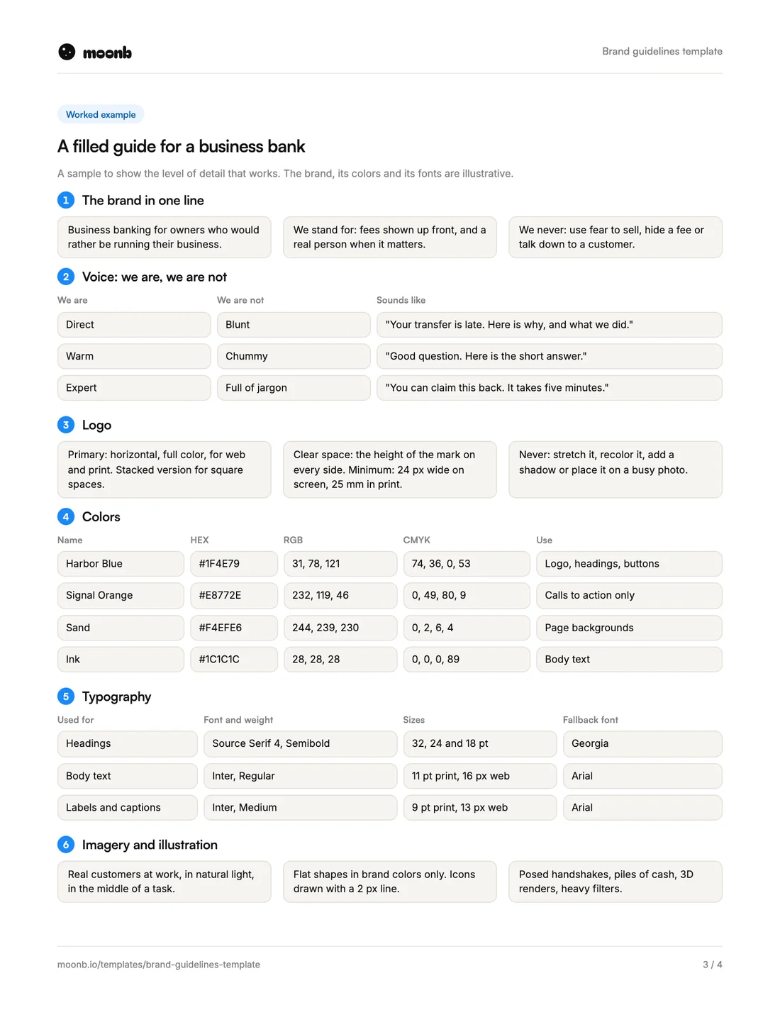 Brand guidelines template, page 3 of 4