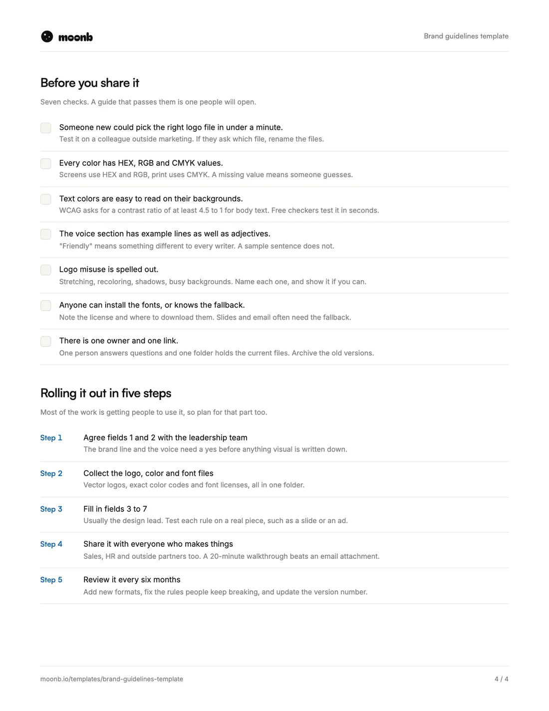 Brand guidelines template, page 4 of 4