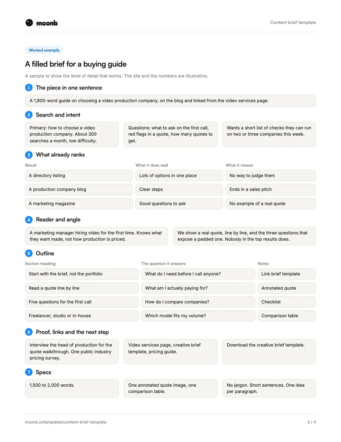 Content brief template, page 3 of 4