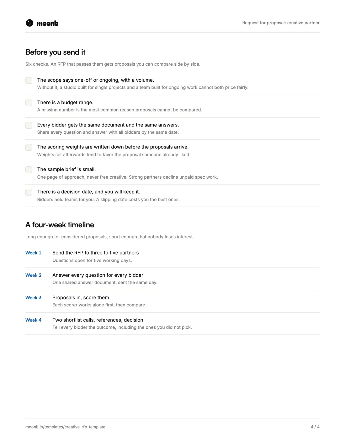Creative RFP template, page 4 of 4