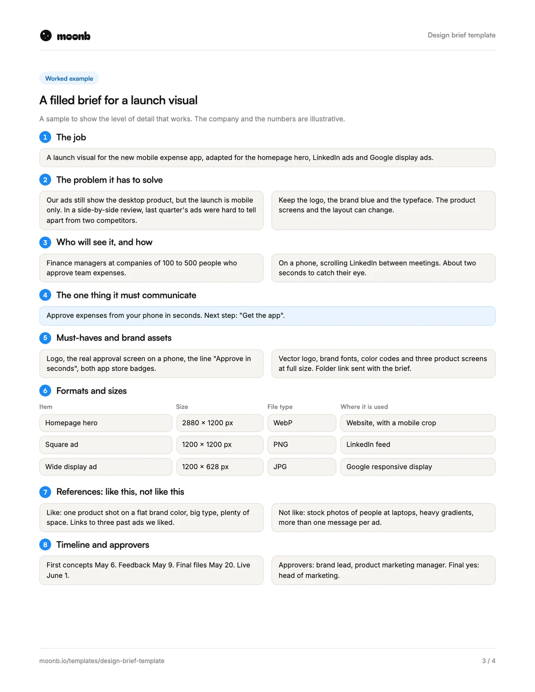 Design brief template, page 3 of 4