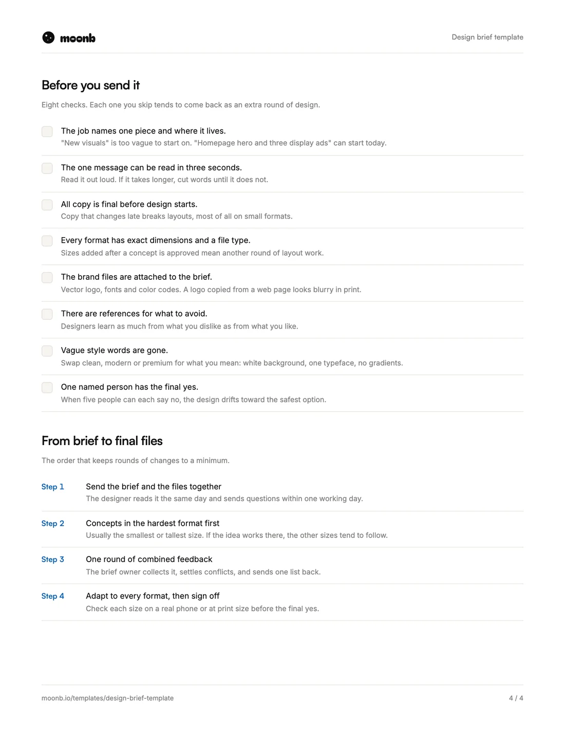 Design brief template, page 4 of 4