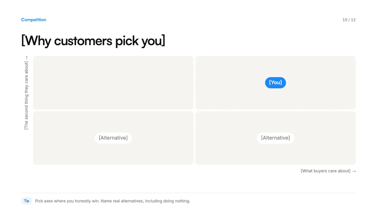 Pitch deck template, page 10 of 12
