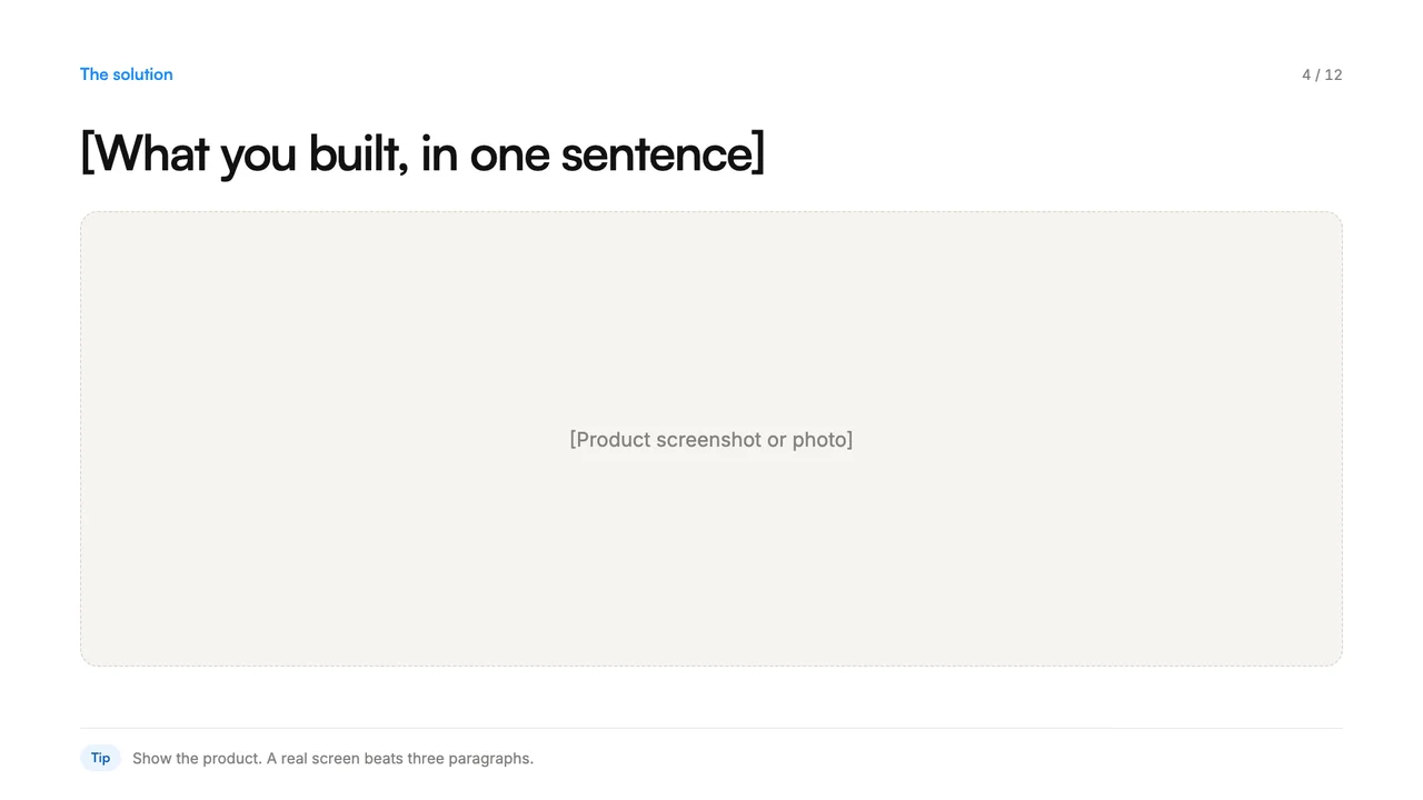 Pitch deck template, page 4 of 12