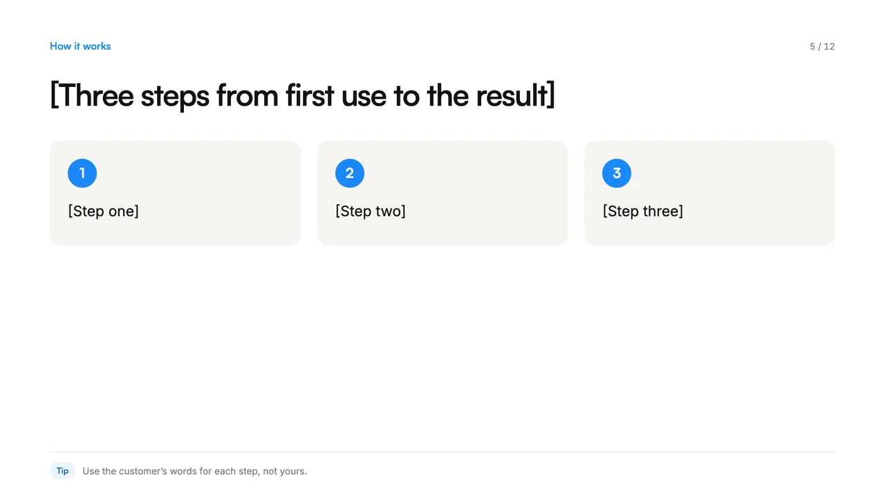 Pitch deck template, page 5 of 12