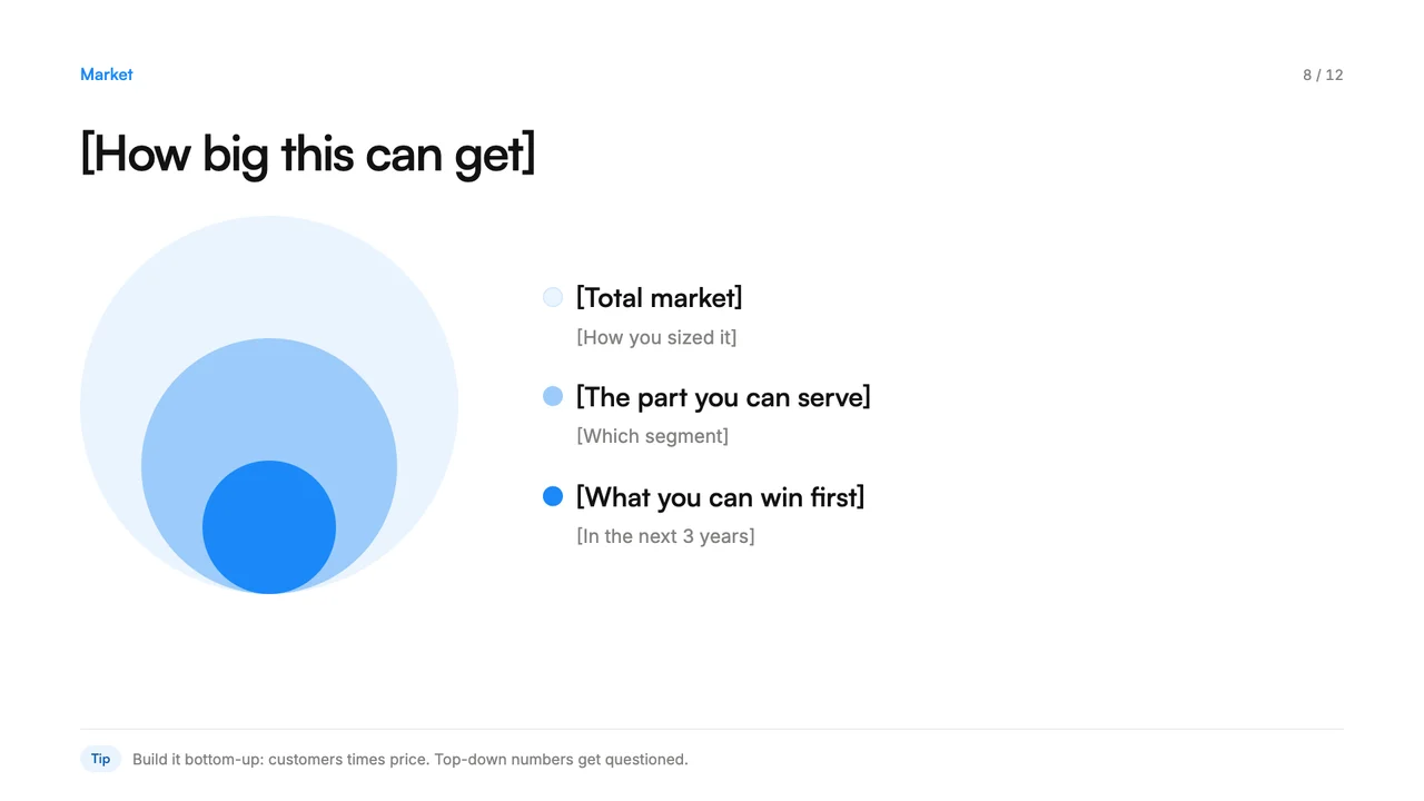 Pitch deck template, page 8 of 12
